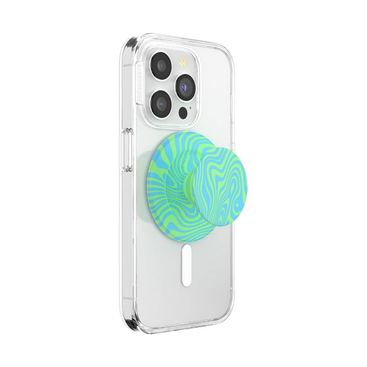 Empuñadura PopSockets MagSafe Swirl Oasis Keylime con Soporte y sujeción Segura para iPhone y Tablet