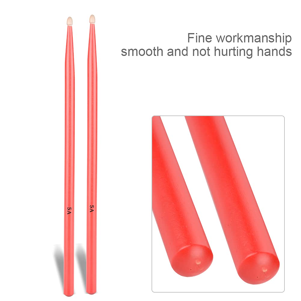 Alomejor Baquetas 5A Baquetas Ligeras Durables Baquetas de Arce Baquetas Accesorios para Instrumentos Musicales para ni?os J¨®Venes(41 * 4 * 2cm-Rojo)