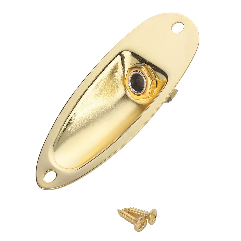 XIYANGJUAN - Conector de entrada de guitarra dorada estilo barco de 1/4 pulgadas con carga de salida de guitarra Jack placa de enchufe para Fender Strat Stratocaster guitarra eléctrica (dorado)