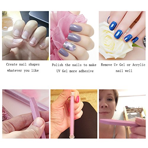 KADS Lima de uñas Manicura Lima Herramienta de uñas Pumice Piedra Cutícula Pusher, SET1