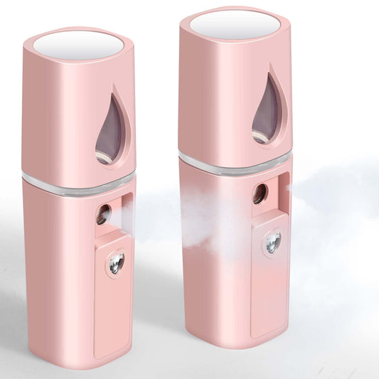 GIVERARE 2 Paquete Nano Vaporizador Facial, Práctico Mini Mister Con Espejo, Rociador de Niebla Recargable Usb, Tanque de Agua Visual Hidratante E Hidratante para Rostro, Maquillaje, Cuidado de La Pie