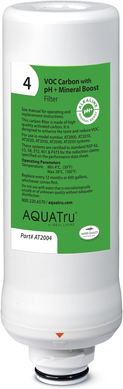 AQUA TRU - Filtro de repuesto de COV con potenciador mineral ph+ (etapa 4) para AquaTru Classic, Connect & Under Sink AquaTru Purificador de agua