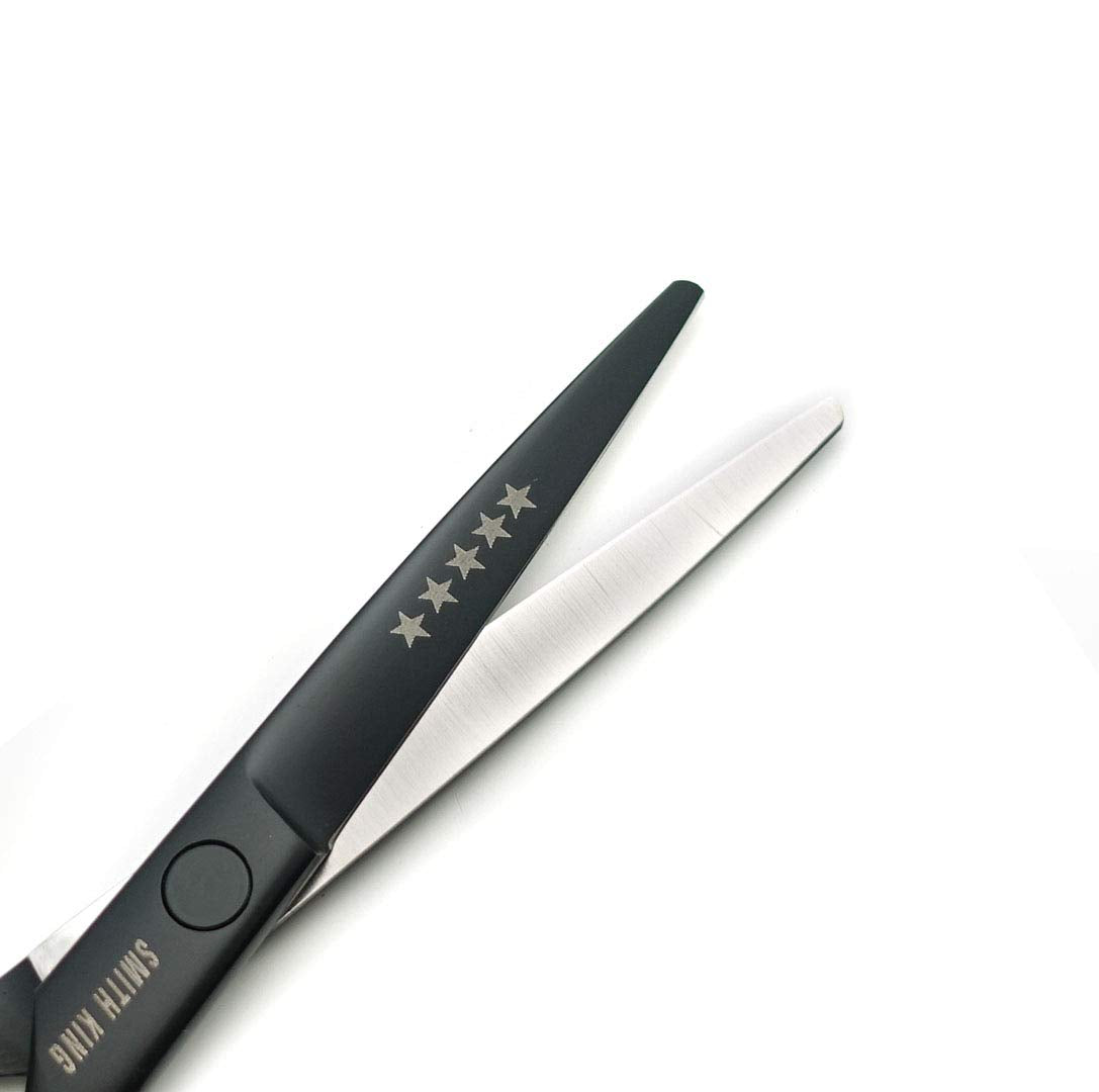 Juego de tijeras de corte de pelo de 12,7 cm con estuche de tijera de piel para cortar el pelo, tijeras de adelgazamiento de pelo para personal y profesional (negro)