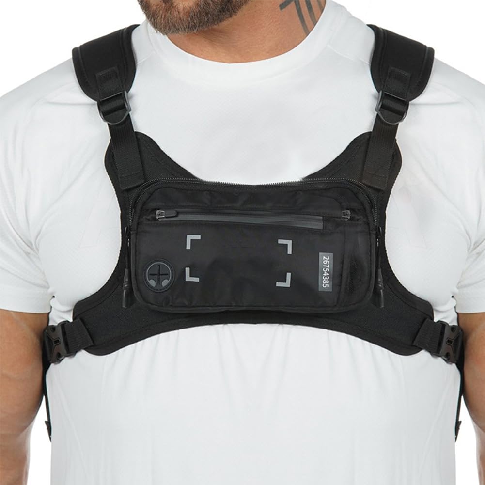 Bolsa de pecho resistente al agua para hombres al aire última intervensión, paquete de pecho táctico,para hombre y mujer, equipo de ocio, correr, senderismo-negro