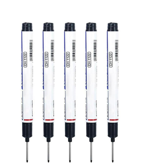 Marcador de Agujeros Profundos de 20 mm con Punta Larga, Tinta Permanente e Impermeable, Herramienta de Marcado para Carpintería y Baño (Negro)