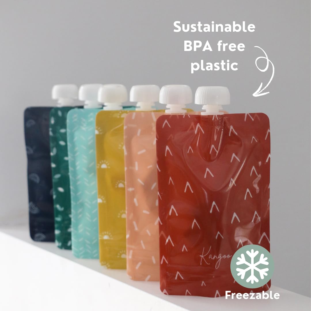 Bolsas reutilizables para alimentos para bebés – Bolsas de almacenamiento de alimentos para niños pequeños y niños – Puré de manzana, batidos, yogur y puré – Bolsa para apretar sin BPA, paquete de 12