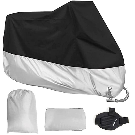 Jiula Funda para Moto Set Cubierta de la Motocicleta - Funda para Moto Set Impermeable, con Accesorios de Cambio de Marchas para Zapatos, 230 x 125 x 95 CM (XL,Plata+Cambio de Marchas para Zapatos)