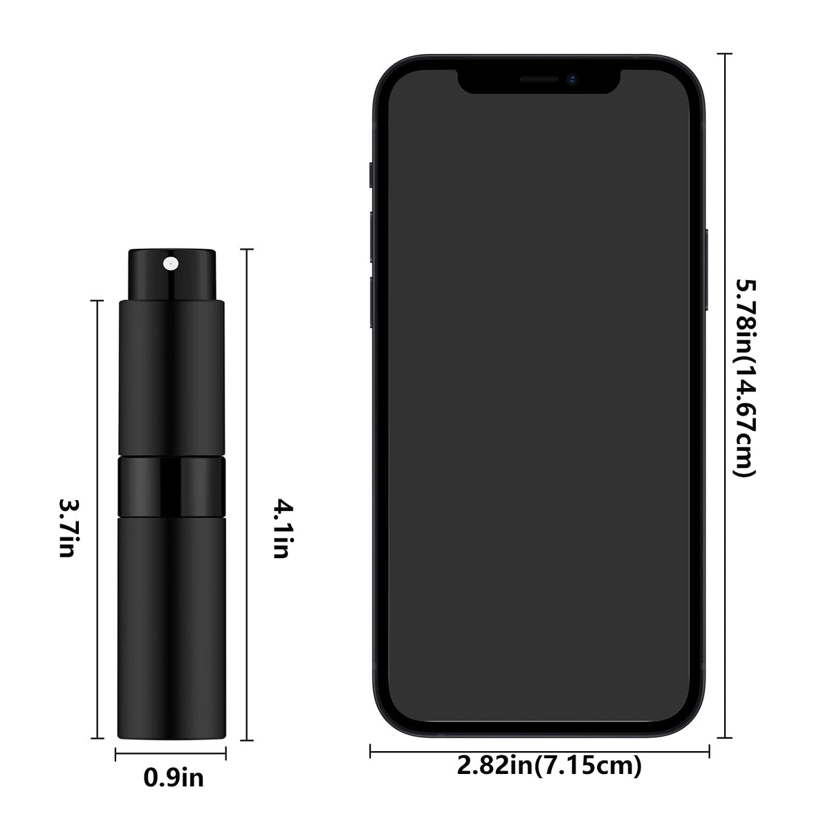 Lil Ray - Botella atomizadora recargable de 8 ml, mini pulverizador portátil para colonia (5 negro mate)