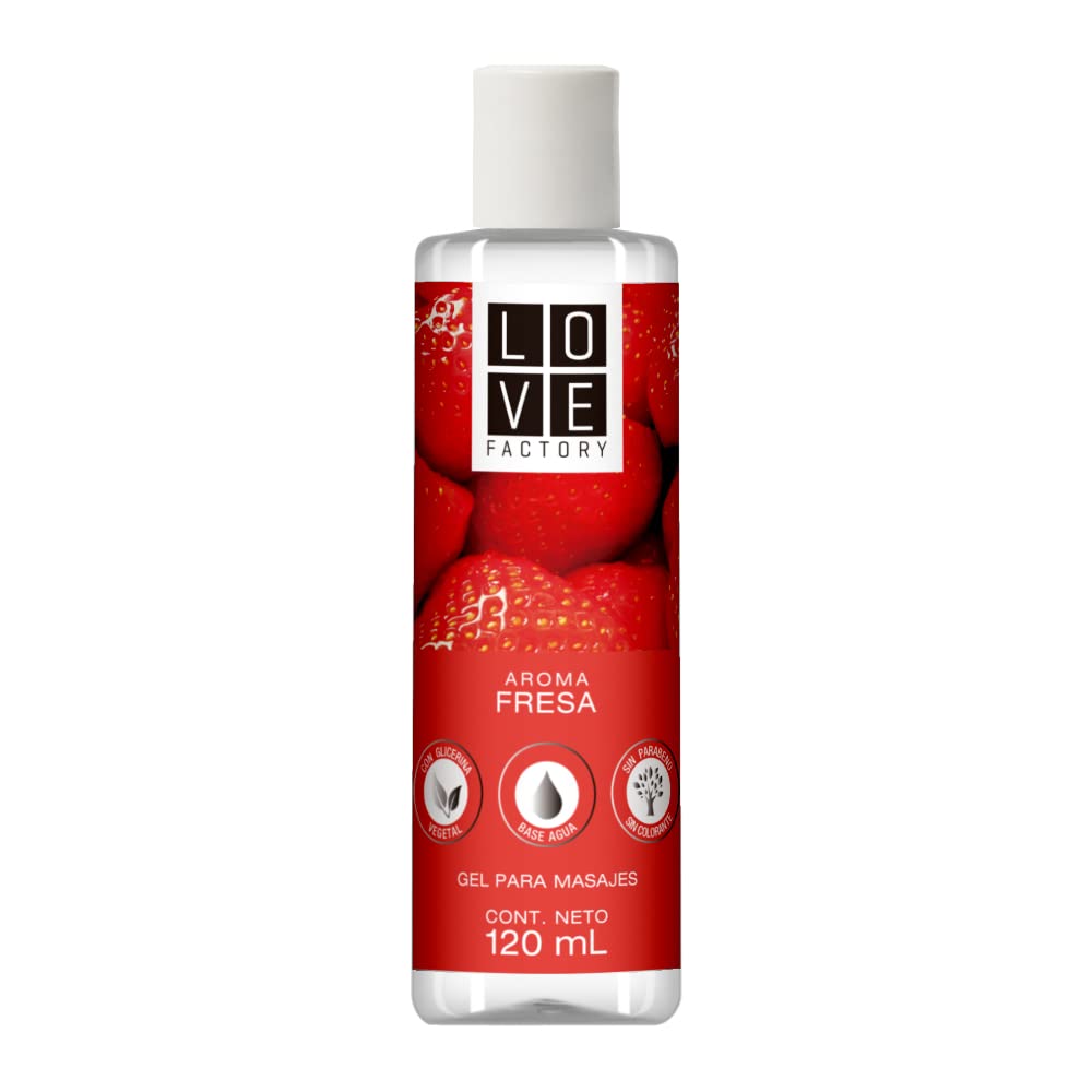 Gel para Masajes Intimos Lubricante Fresa Comestible Base Agua Love Factory 120 mL