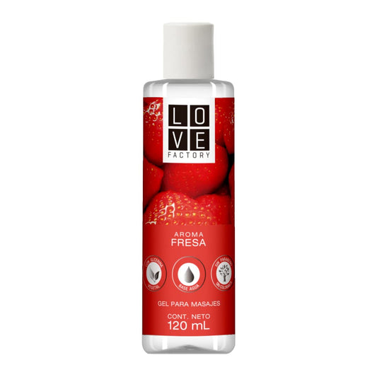 Gel para Masajes Intimos Lubricante Fresa Comestible Base Agua Love Factory 120 mL
