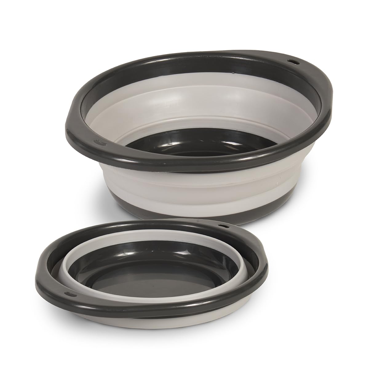 Glad - Tazón grande plegable para mezclar, 5,5 l, contenedor plegable de plástico y goma con asas para hornear, suministros de cocina aptos para lavaplatos y RV Essentials gris