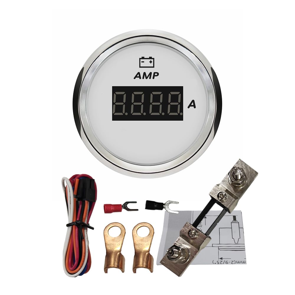 Amperímetro ELING Retroiluminación Roja Sensor Corriente 80A 52mm