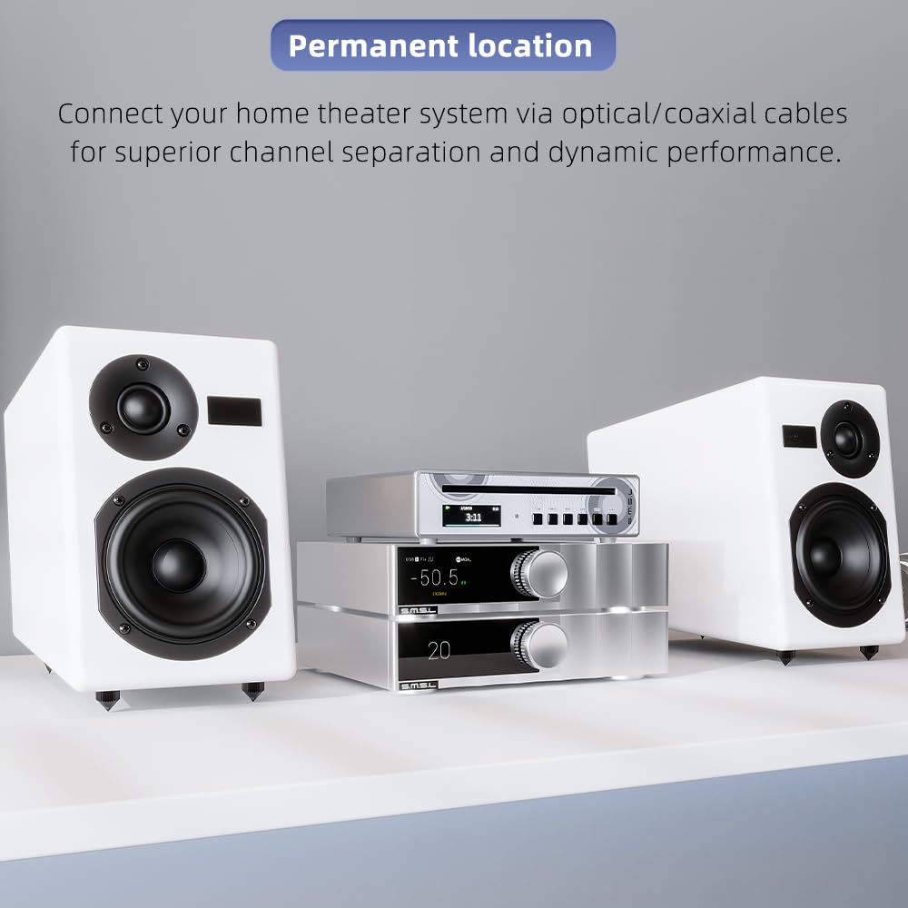 SMSL PL100PRO Reproductor de CD, RCA/óptico/coaxial/XLR equilibrado/salida de auriculares de 3,5 + 4,4 mm, 200 mW 32 Ω, 2 chips DAC de gama alta CS43131, compatible con discos CD-R/CD-RW/MP3