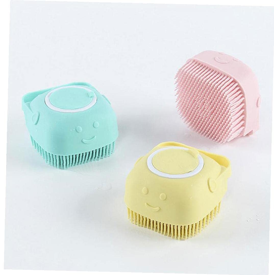 Cepillo de baño de mascotas Silicone Shampoo Masaje Dispensador Cepillo para gato perro rosa