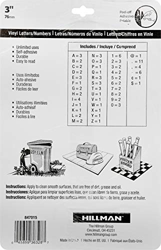 Hillman 847015 - Juego de letras y números troquelados, 3 pulgadas