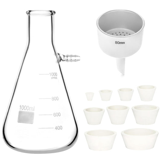 Juego de Embudo QWORK Vidrio Borosilicato 1000 ml 80 mm para Filtrar Paredes