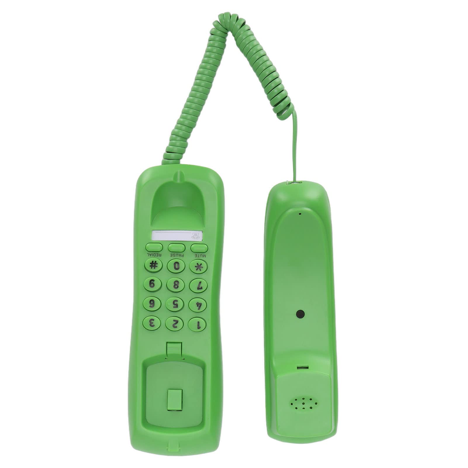 YYOYY Teléfono de Montaje en Pared, Teléfono de Escritorio con Cable, con Función de Silencio/Pausa/Remarcación, Voz de Llamada Clara, Mini Línea Fija Liviana, para Oficina en Casa, Hotel(Verde)