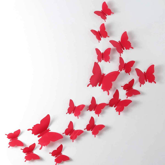 Pegatinas de Pared 3D Mariposa Rojo Removibles para Decoración del Hogar y la Habitación