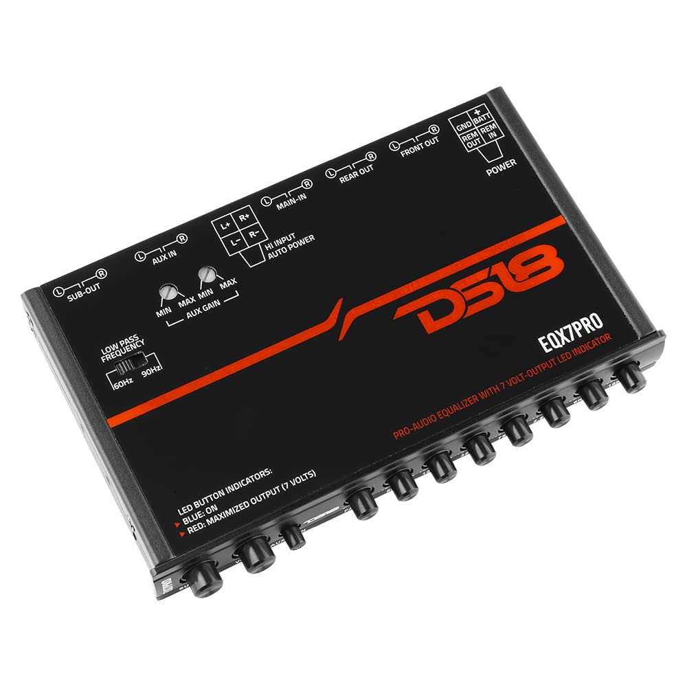 Ecualizador de Audio DS18 Negro con Salida de Subwoofer y Filtros Ajustables