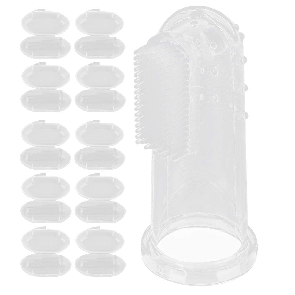 Cepillo de dientes para dedos de bebé de 10 piezas, cepillo de goma para bebés recién nacidos, masajeador de silicona suave, cuidado bucal, limpieza(Transparente)