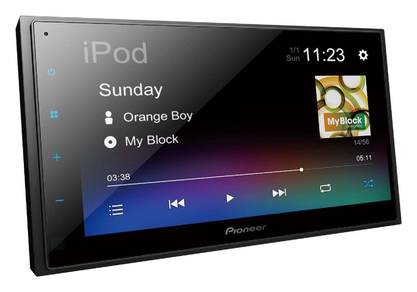 Pioneer visualización táctil doble DIN de 6.8, soporte de música para Apple iPhone y Android, receptor estéreo de coche digital Bluetooth en el tablero