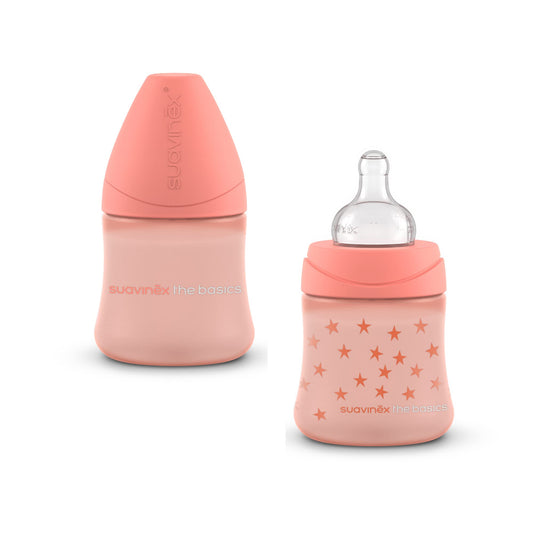 Set de Biberones Basics Rosa Tetina Redonda Silicon 150ml Flujo Lento
