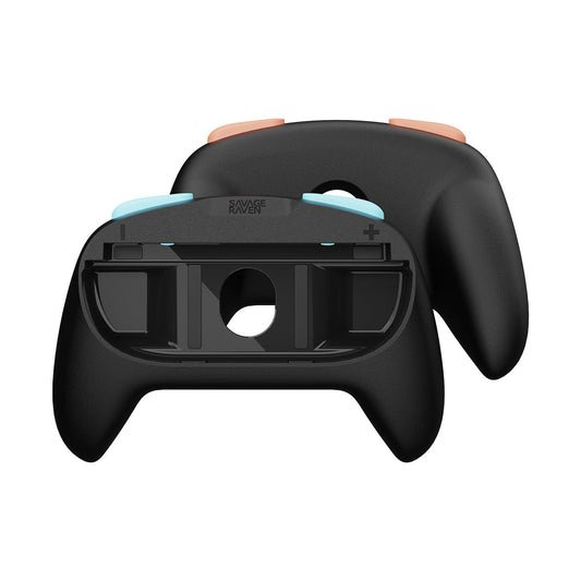 Soporte de Agarre Skull & Co. MiniGrip Azul Neón y Rojo Negro para Nintendo Switch 2 Joy-Con