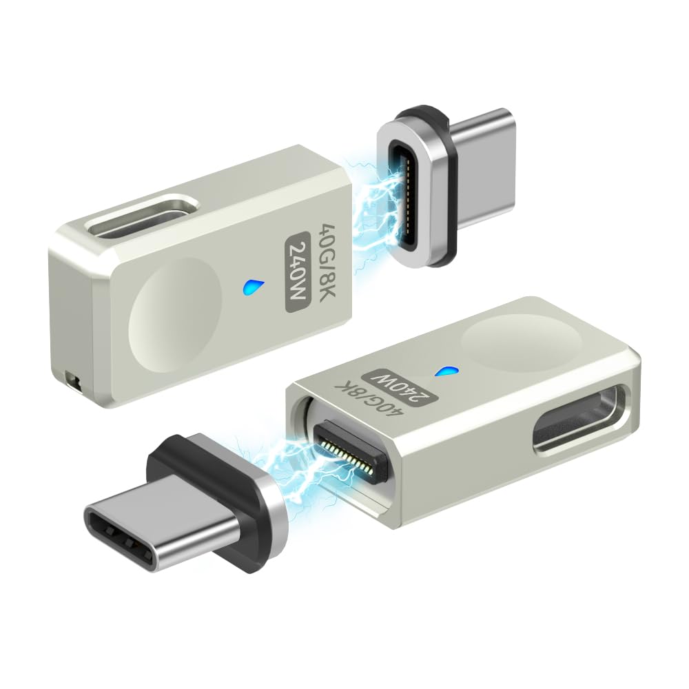 Adaptador Magnético USB Tipo C SHEEAST 40 Gbps Puerto Lateral 240 W 24 Pines para MacBook