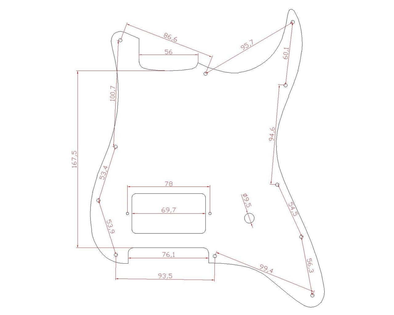 KAISH 11 agujeros ST/Strat Style One Humbucker Guitarra Golpeador Rascador Placa para Delonge Stratocaster/Strat Blanco envejecido, 3 capas