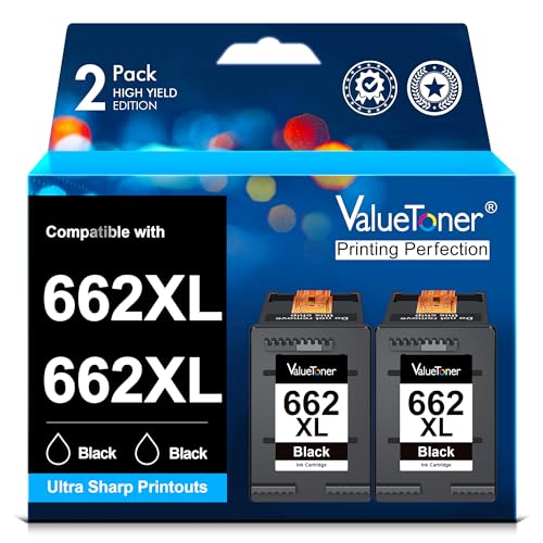 Cartucho de Tinta Valuetoner Negro Mayor Capacidad Compatible con HP 662XL para HP DeskJet Ink Advantage