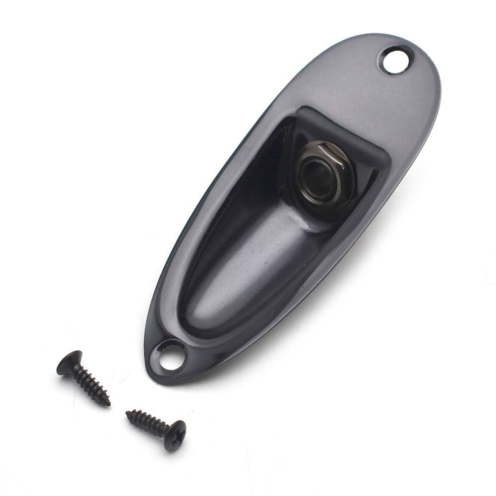 SAPHUE - Placa de entrada para guitarra, estilo barco, 1/4 pulgadas con tornillos para Fender Stratocaster Strat St overol guitarra eléctrica para piezas de repuesto de guitarra eléctrica (negro)