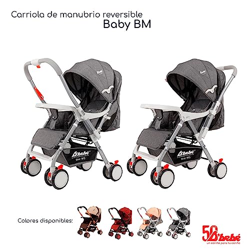 D´Bebé Carriola Baby BM Gris -Manubrio ajustable a 2 posiciones: posicion general y reversible -Respaldo con 3 posiciones