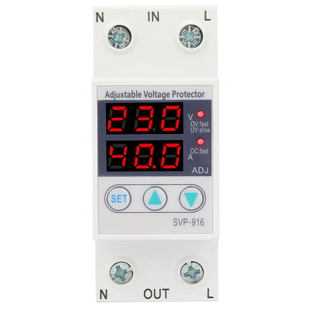 Inteligente monofásico ajustable sobretensión bajo voltaje protector de corriente, 230VAC 50/60Hz(63A)