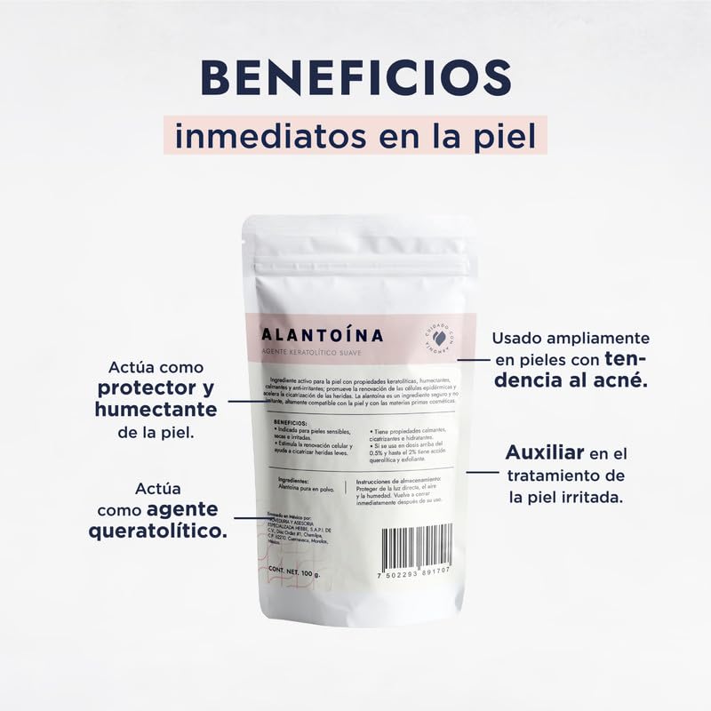 Hebbe - Alantoína Pura, Cicatrizante y Suavizante para Piel Irritada y Sensible, 100 g