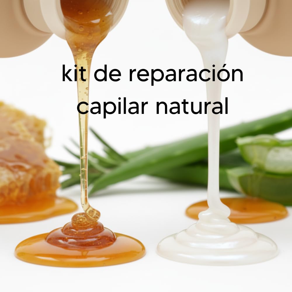 Kit Shampoo y Acondicionador con Miel, Romero y Sábila – Hidratación y Reparación para Cabello Seco, Débil y Sin Vida – Ayuda a Fortalecer, Suavizar y Dar Brillo – Hombre y Mujer
