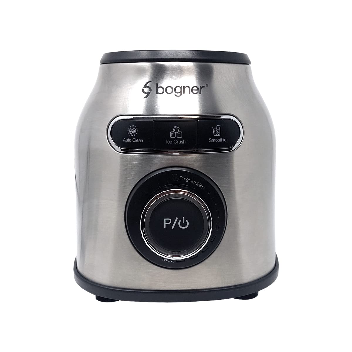 BOGNER Licuadora de 8 velocidades, 1200W fabricada con cubierta de acero inoxidable. Vaso de vidrio templato 1.75L. Función muele hielo, smoothie y autolavado.