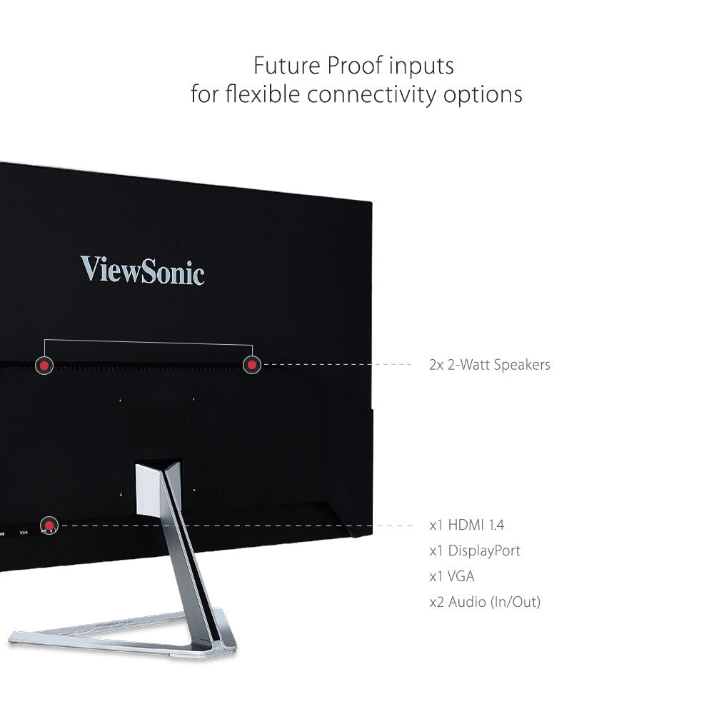 Monitor ViewSonic VX3276-MHD IPS 32 Pulgadas 1080p con Biseles Ultrafinos y DisplayPort