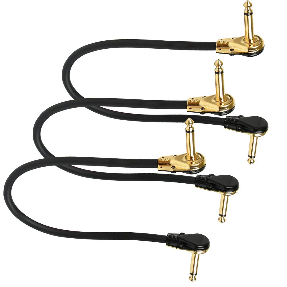 TIMESETL - Paquete de 3 cables de conexión para guitarra de 12 pulgadas, ultra silenciosos, con efecto de instrumento, 1/4 pulgadas, diseño de panqueques de perfil bajo