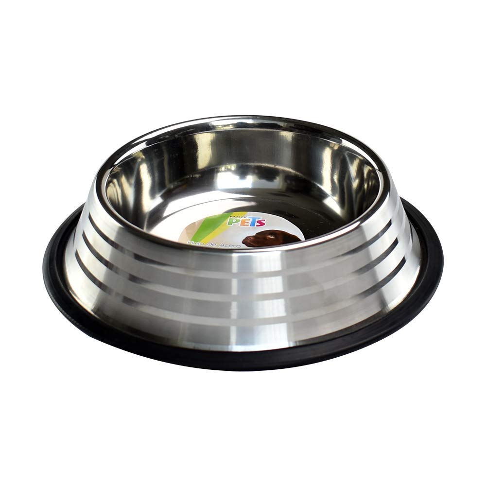 Plato Estriado de Acero Inoxidable Fancy Pets Antiderapante para Perro 32 Onzas