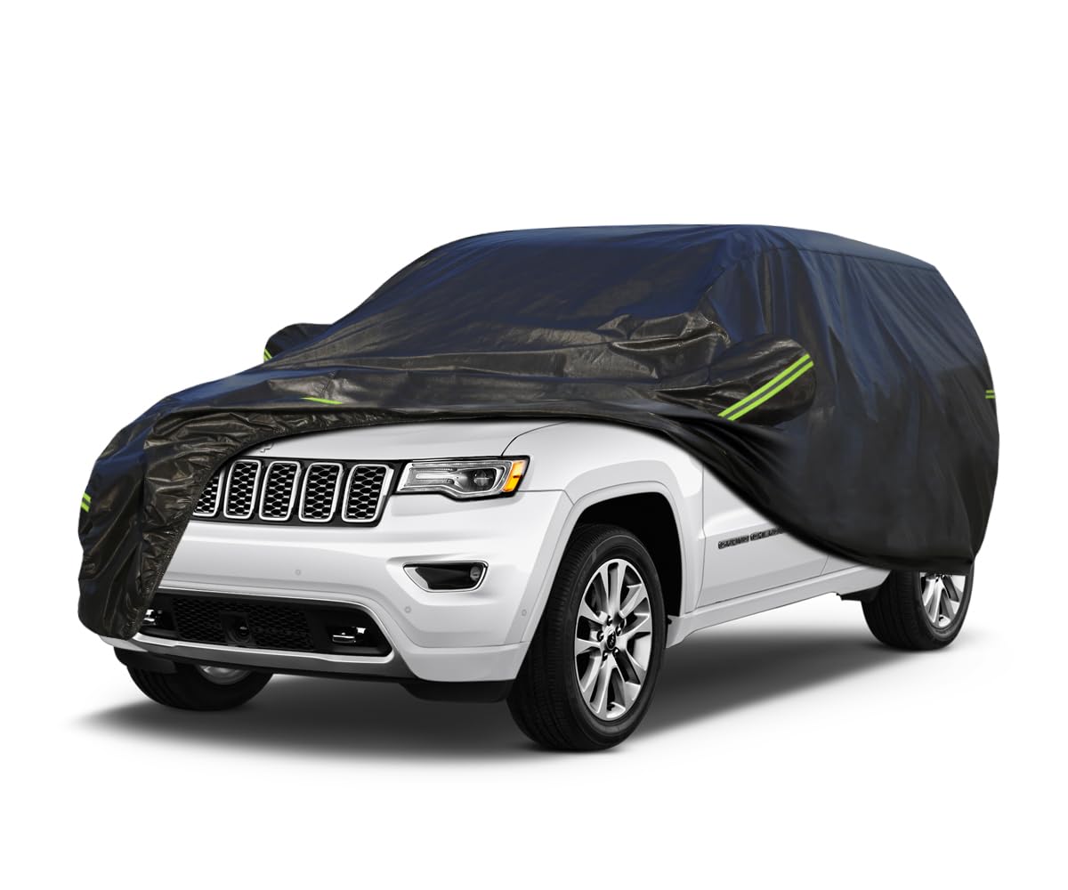 KouKou - Impermeable SUV Funda para Jeep Cherokee（2013-2025）, 6 Capas, Resistente al Viento, para Todo Tipo de Clima, para Exteriores, protección contra el Sol, la Lluvia, los Rayos UV, el Polvo
