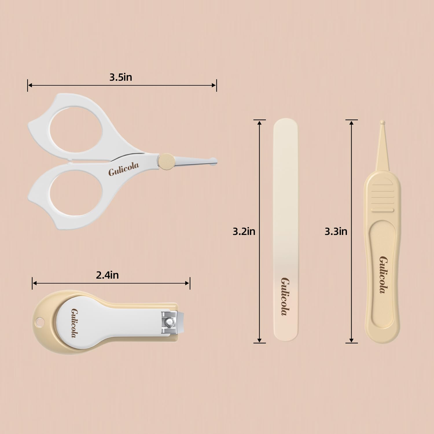 Gulicola - Kit de uñas para recién nacido, 4 en 1