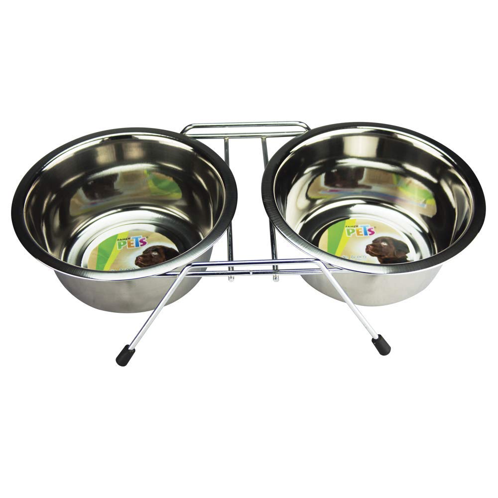 Platos de Acero Fancy Pets Azul Comedero Doble para Perro