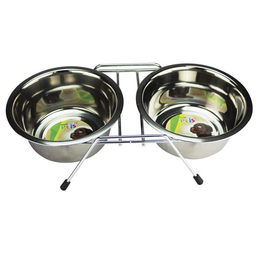 Platos de Acero Fancy Pets Azul Comedero Doble para Perro