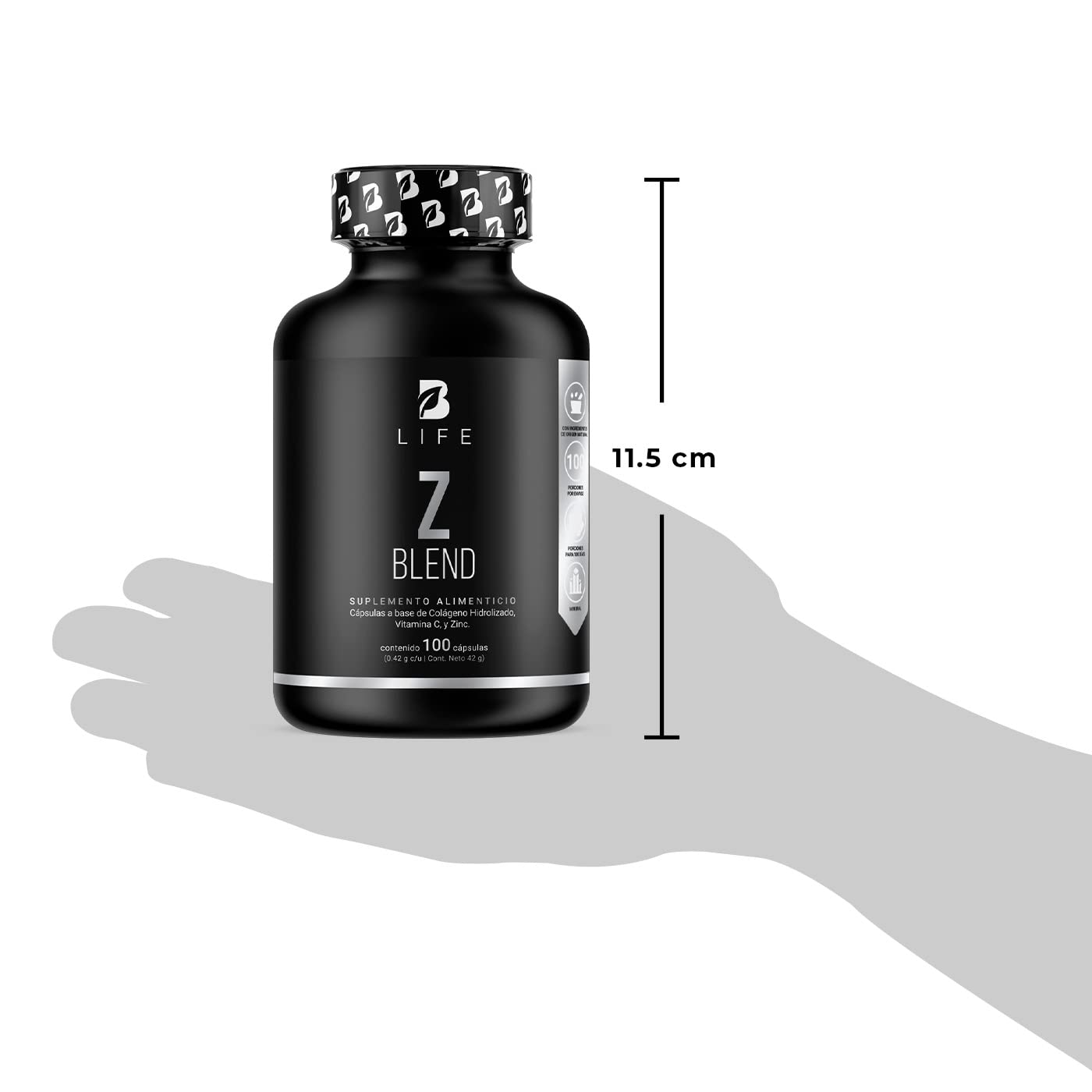 B Life Zinc de 100 Cápsulas. Ingredientes naturales: Zinc, Colágeno y Vitamina C. Z Blend.