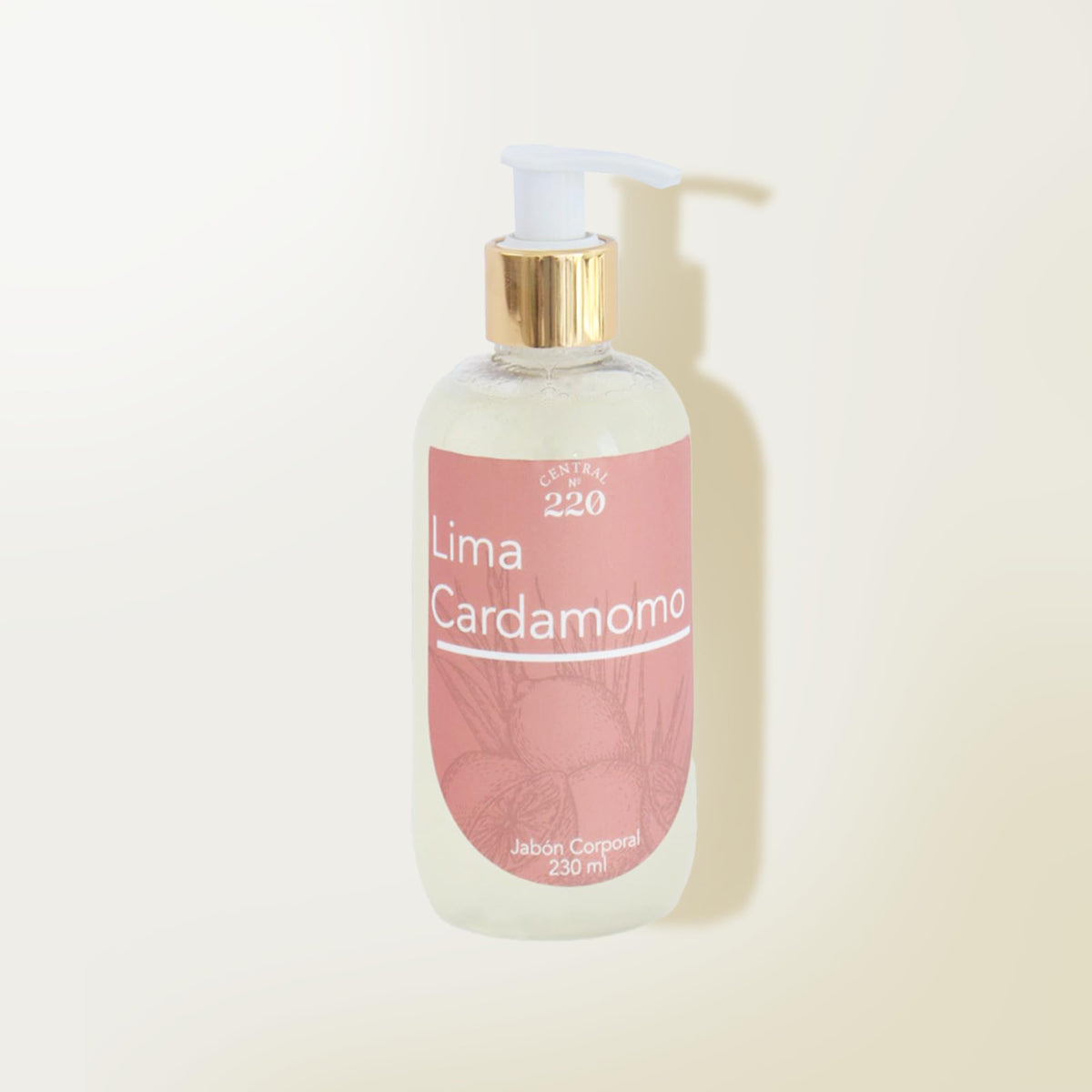 Central 220 | Jabón Corporal Lima Cardamomo | Limpieza Suave y Refrescante con Aroma Cítrico y Especiado | 230ml