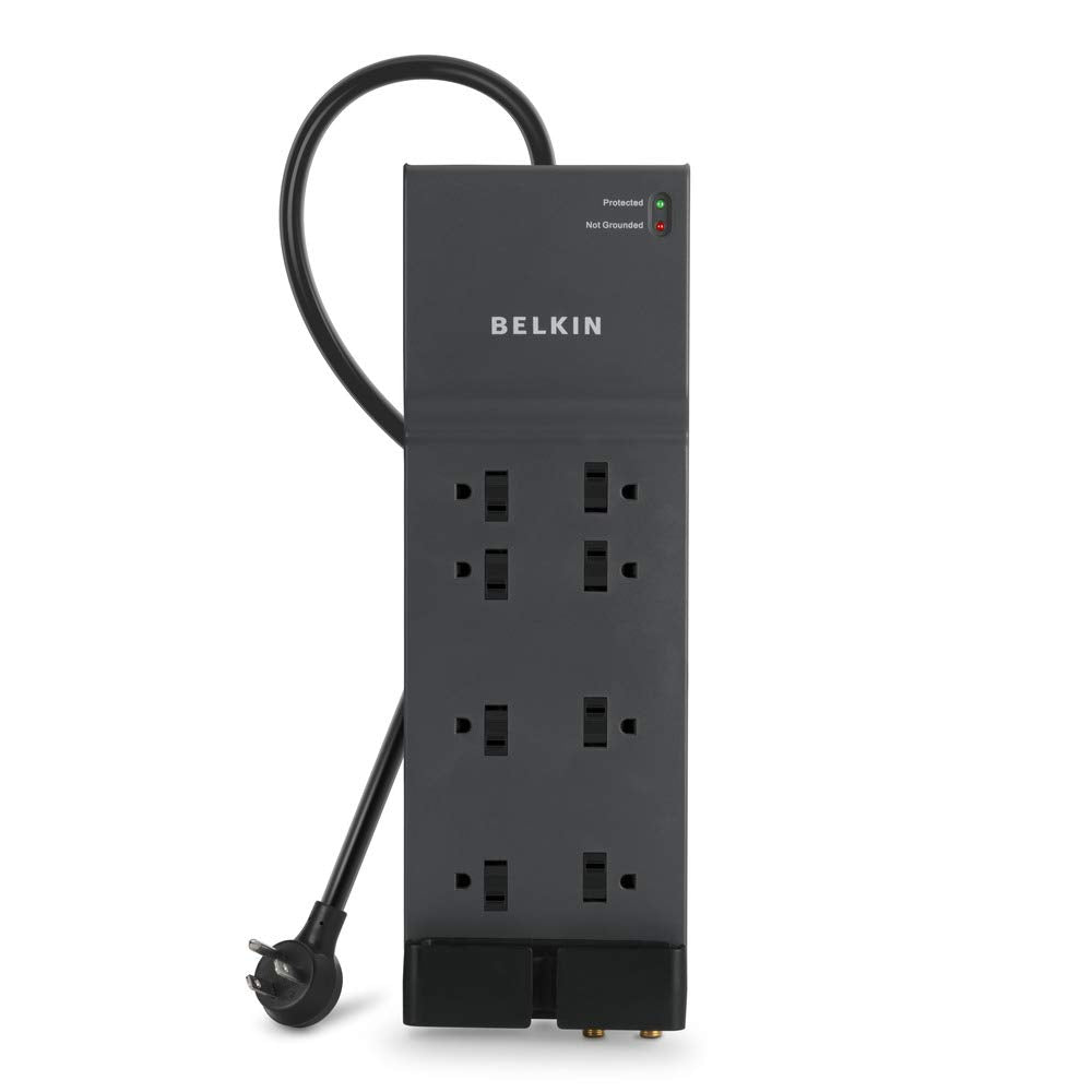 Belkin BE108230-12 Supresor de Picos, 8 Salidas, 3 Líneas de Protección CA, 3390J, Cable 3.6 metros, Gris