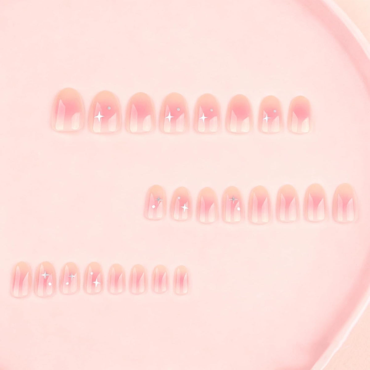 Uñas Postizas de Cortas Largas de Francesa, Adhesivas Uñas Press on Nails de Cobertura Completa, Uñas Falsas Decoradas Acrílico Natural para Mujeres y Niñas (G, 1ml)