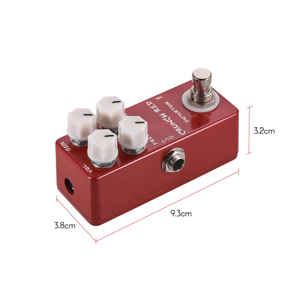Pedal de Efectos de Guitarra SINRAOEE Rojo Crunch con Bypass Real