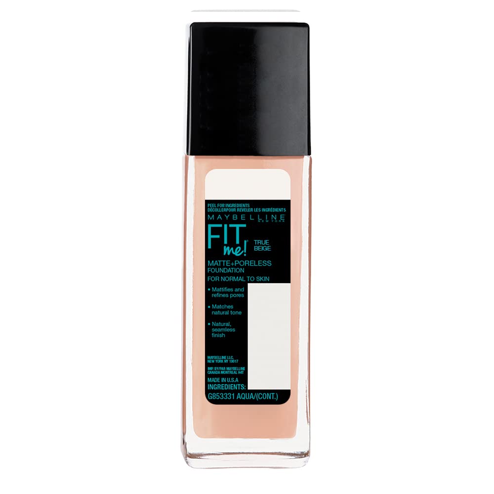 MAYBELLINE Maquillaje en polvo fit me matte & poreless powder 128 nude, new york + Base de Maquillaje Fit Me Matte, 128 Warm Nude