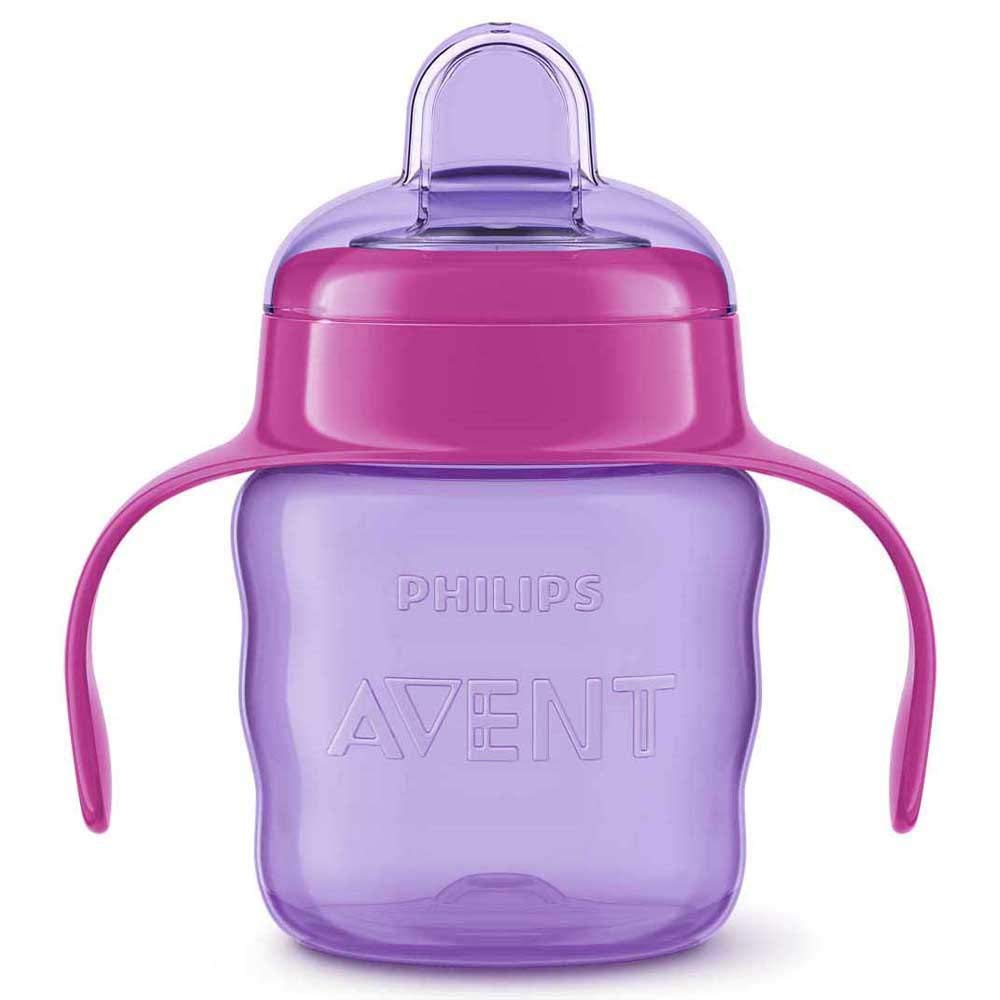 Philips Avent SCF551/03 - Vaso con boquilla de silicona para niña, válvula antigoteo, sin BPA, para 6 meses, 200 ml, color rosa